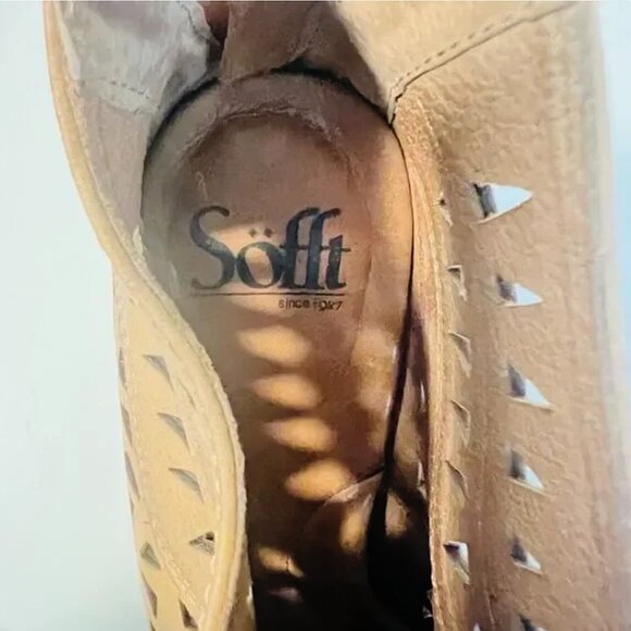 Sofft Boots Womens 8 Brown Leather Ankle Booties Laser Cut Heels Comfort Shoes - Picture 11 of 12